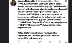 Elazığ'da şehitlere hakaret içerikli paylaşım yapan iki kadına adli işlem