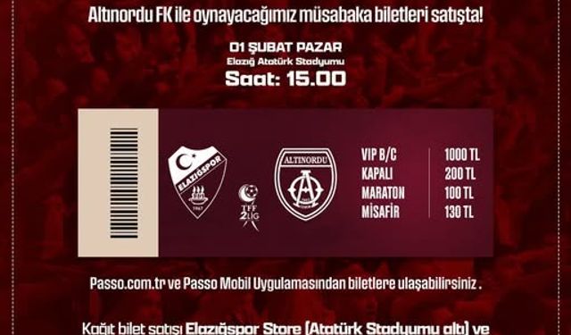 Altınordu Maçı Biletleri satışı Başladı