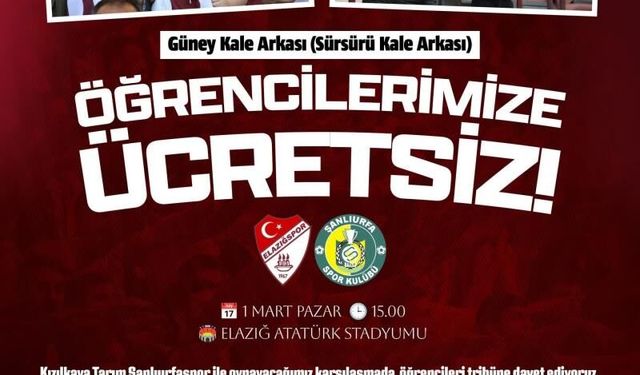 Elazığspor’dan 17 Yaş Altı Taraftarlara Ücretsiz Bilet