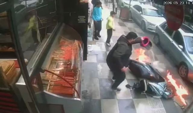 Alevlerin arasında kalmaktan son anda kurtuldu