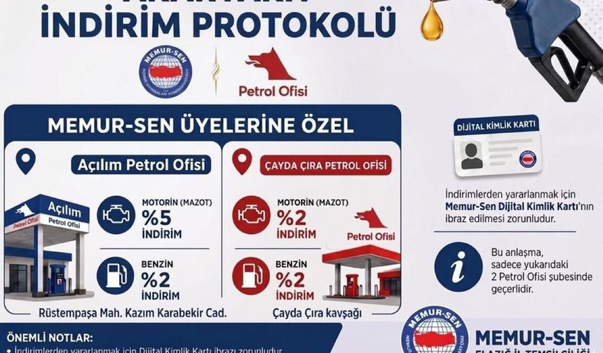 Memur-Sen Elazığ’dan Akaryakıtta İndirim Anlaşması