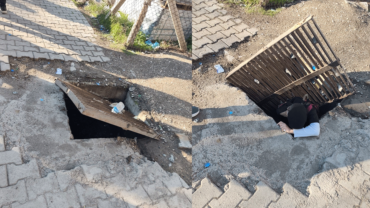 Diyarbakır'da Bastığı gider mazgalı kayan kız öğrenci, 1 buçuk metrelik çukura düştü