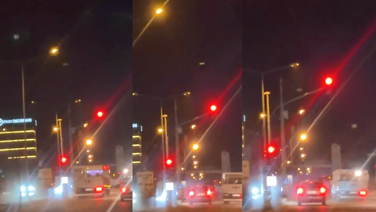 Elazığ'da kamyonetle makas atan ve kırmızı ışıkta geçen sürücü kamerada