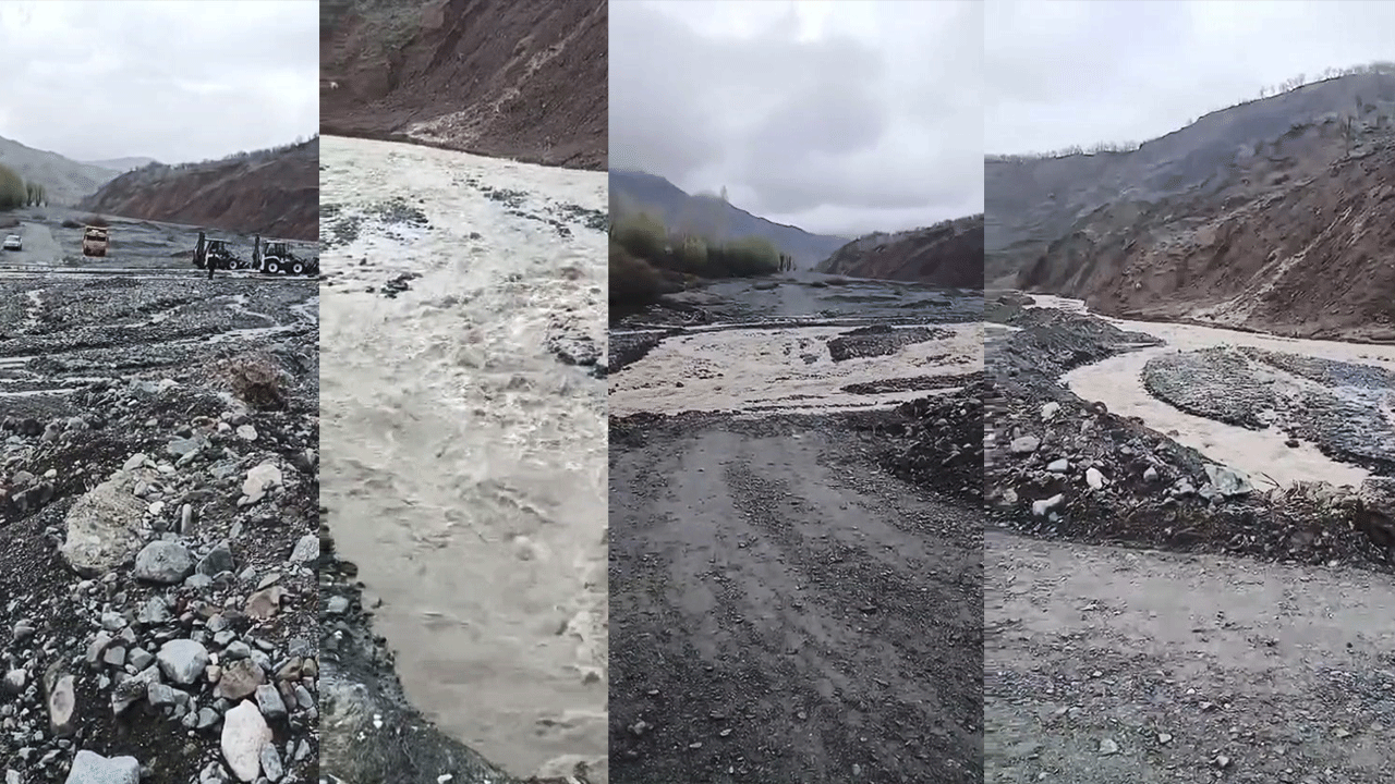 Elazığ’da selden dolayı kapanan yolda çalışma başlatıldı