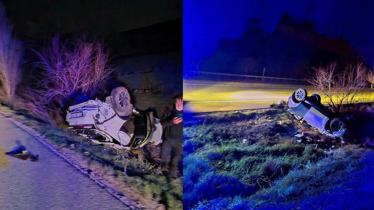 Elazığ’da otomobil takla attı: 2 yaralı